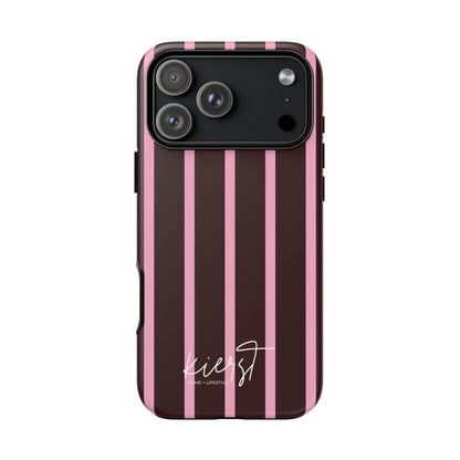 Signature Velvet Noir + Pink Stripes iPhone Case