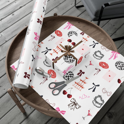 Grey Edge of Romance Wrapping Paper | Glamorous Sticker-Inspired Gift Wrap