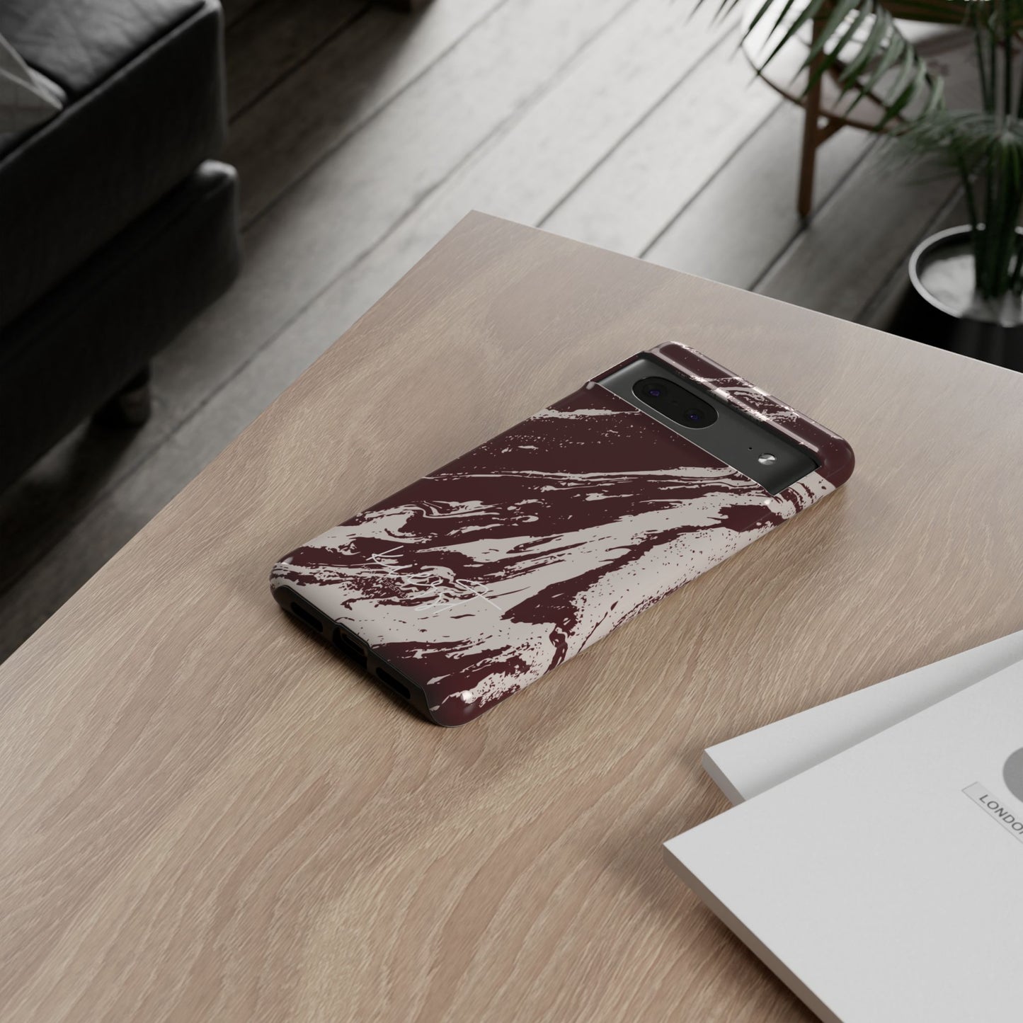 Cream Marble on Signature Velvet Noir Google Pixel Phone Case