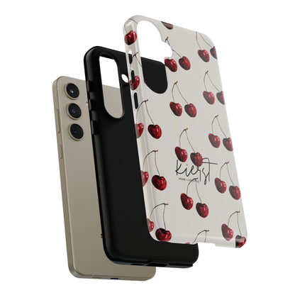 Moody Cherry Stems on White Bone Samsung Galaxy Case | Understated Luxury With A Playful Bite