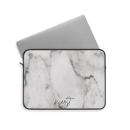 Lived-In Grey and White Marble Laptop Sleeve | Everyday Classic