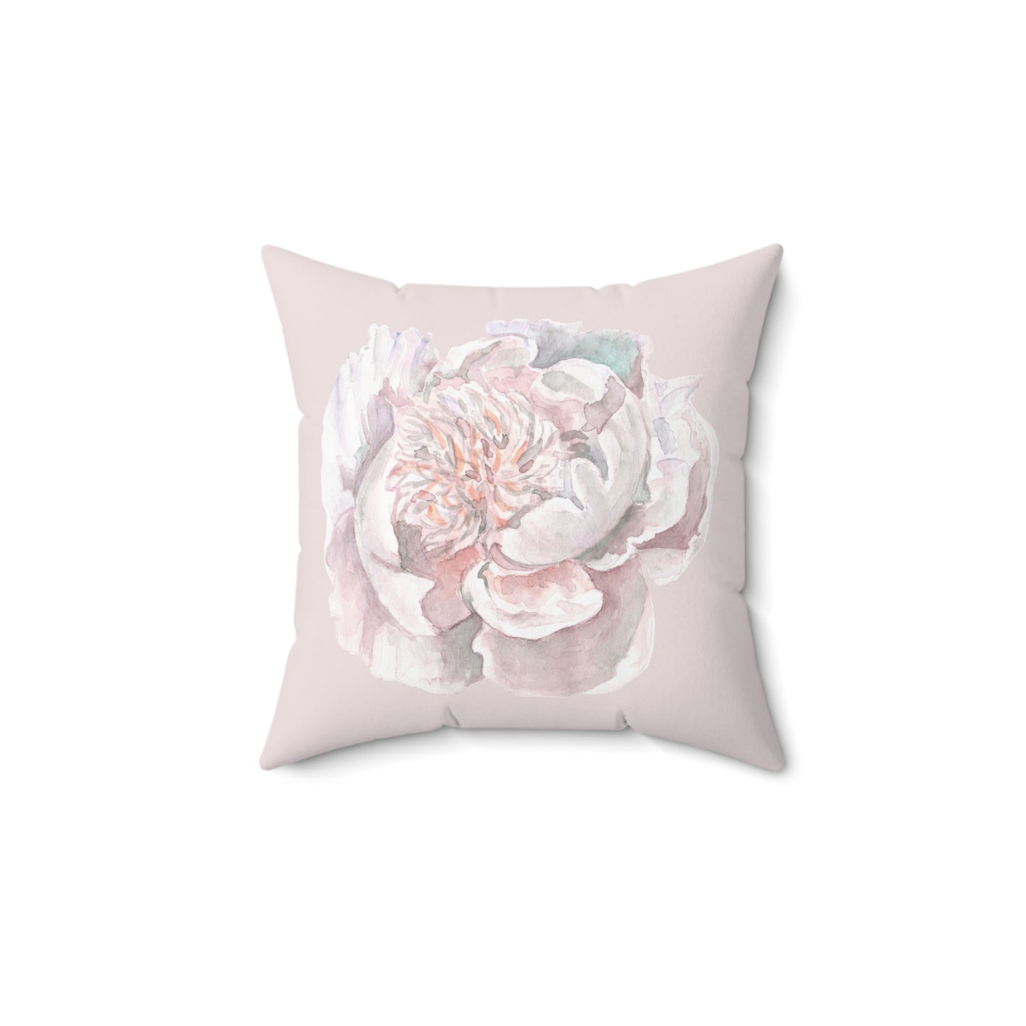 Watercolor Peony Square Pillow