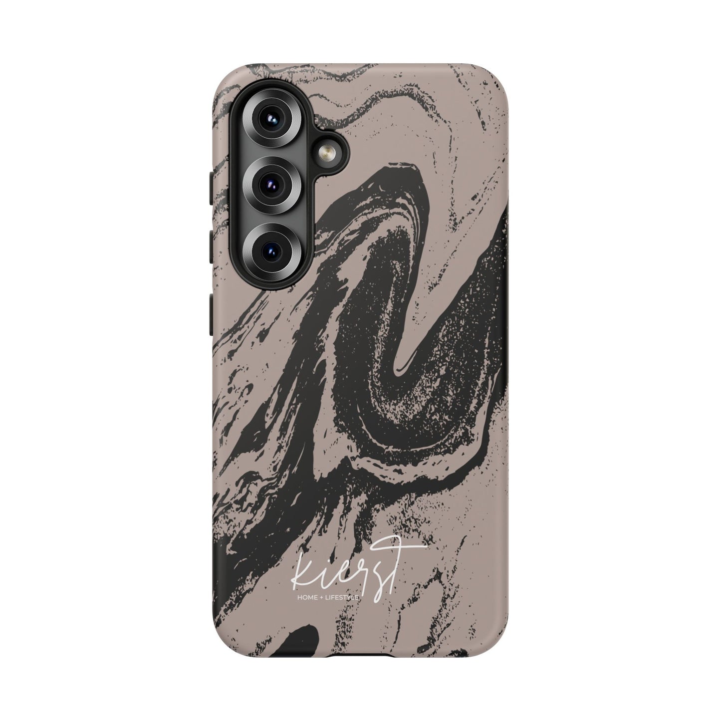 Black Marble on Taupe Samsung Galaxy Phone Case