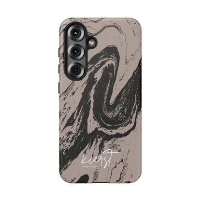 Black Marble on Taupe Samsung Galaxy Phone Case
