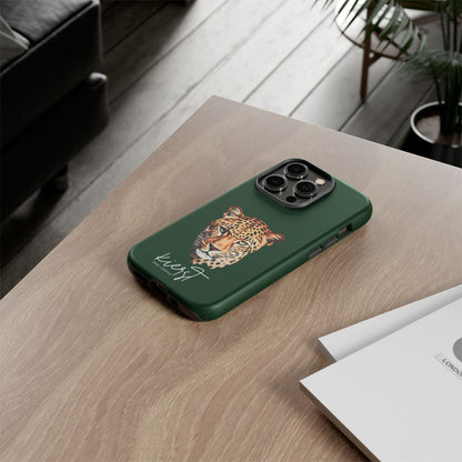 Leopard Head on Signature Midnight Pine iPhone Case | Designed to Stand Out