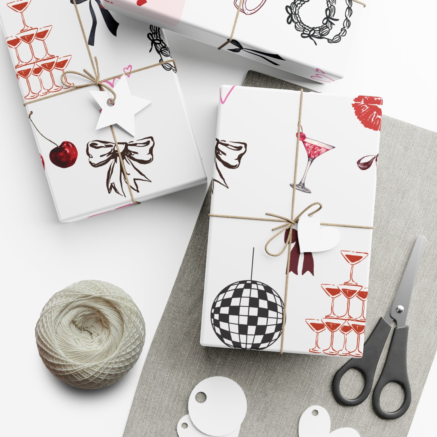 Grey Edge of Romance Wrapping Paper | Glamorous Sticker-Inspired Gift Wrap