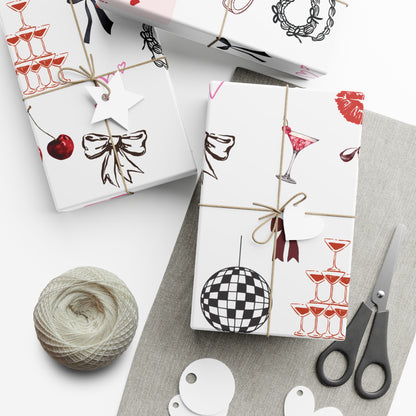 Grey Edge of Romance Wrapping Paper | Glamorous Sticker-Inspired Gift Wrap