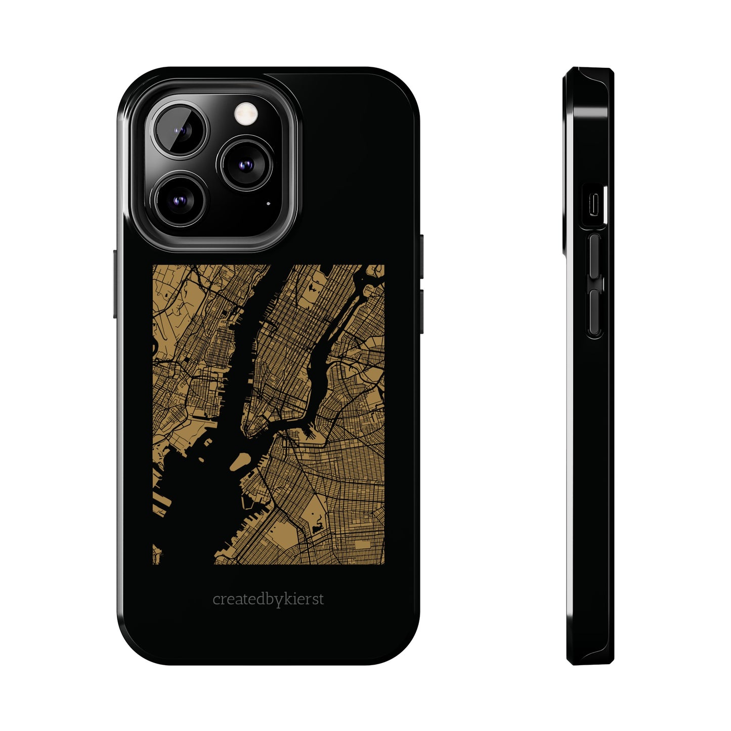 Black and Gold NYC Map iPhone Case