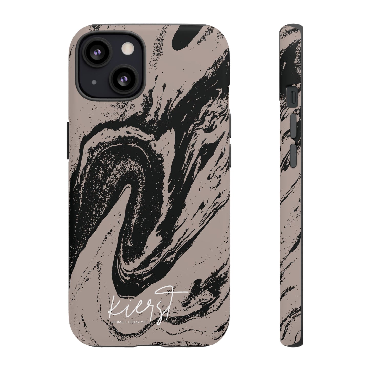 Taupe and Black Marble iPhone Case