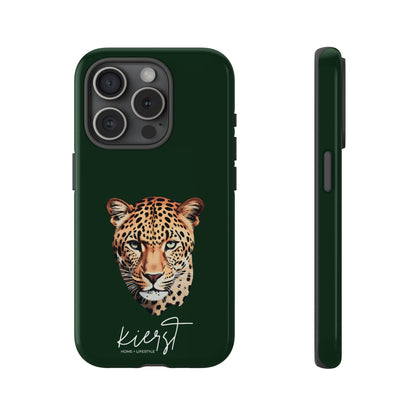 Leopard Head on Signature Midnight Pine iPhone Case | Designed to Stand Out