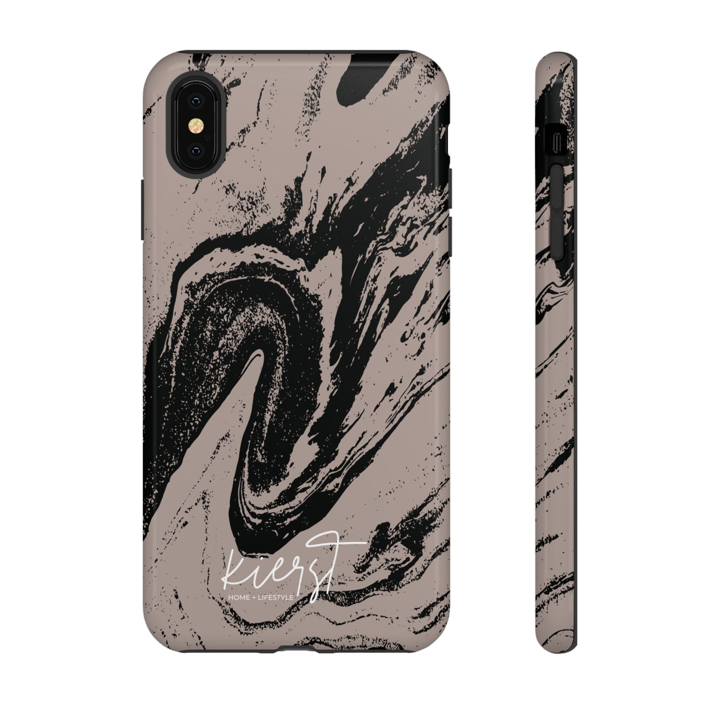 Taupe and Black Marble iPhone Case