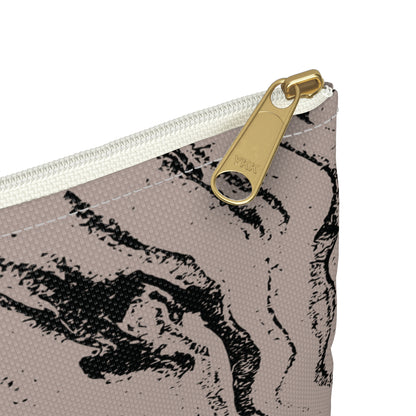 Taupe and Black Marble Accessory Pouch