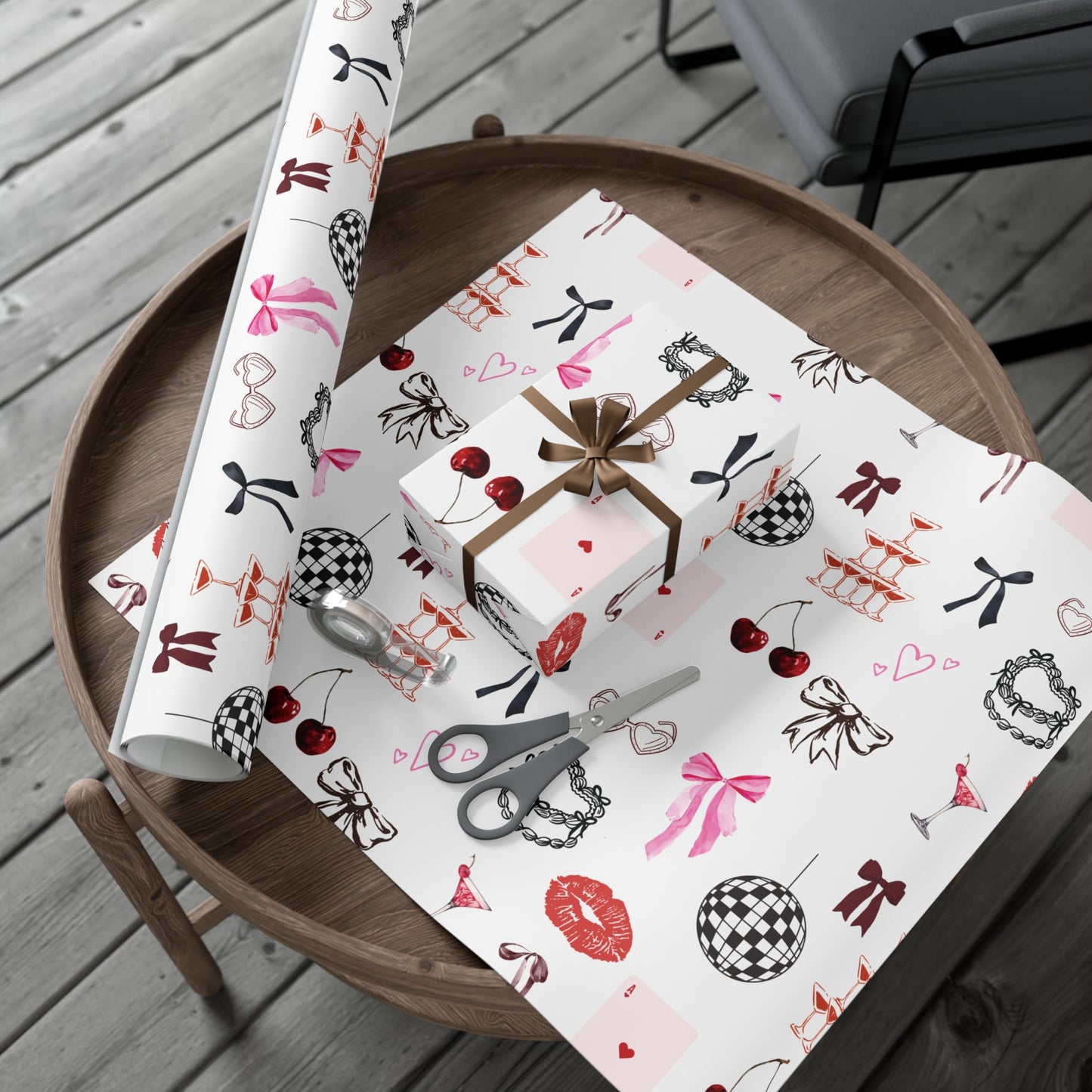 Grey Edge of Romance Wrapping Paper | Glamorous Sticker-Inspired Gift Wrap