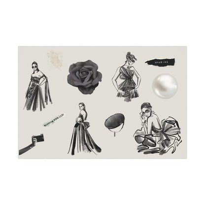 B&W Fashion Themed on Bone Gift Wrapping Paper