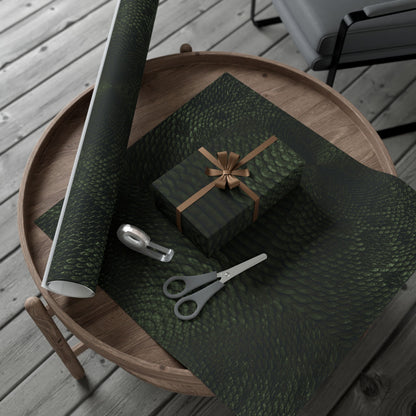 Deep Rich Green Snake Print Gift Wrapping Paper
