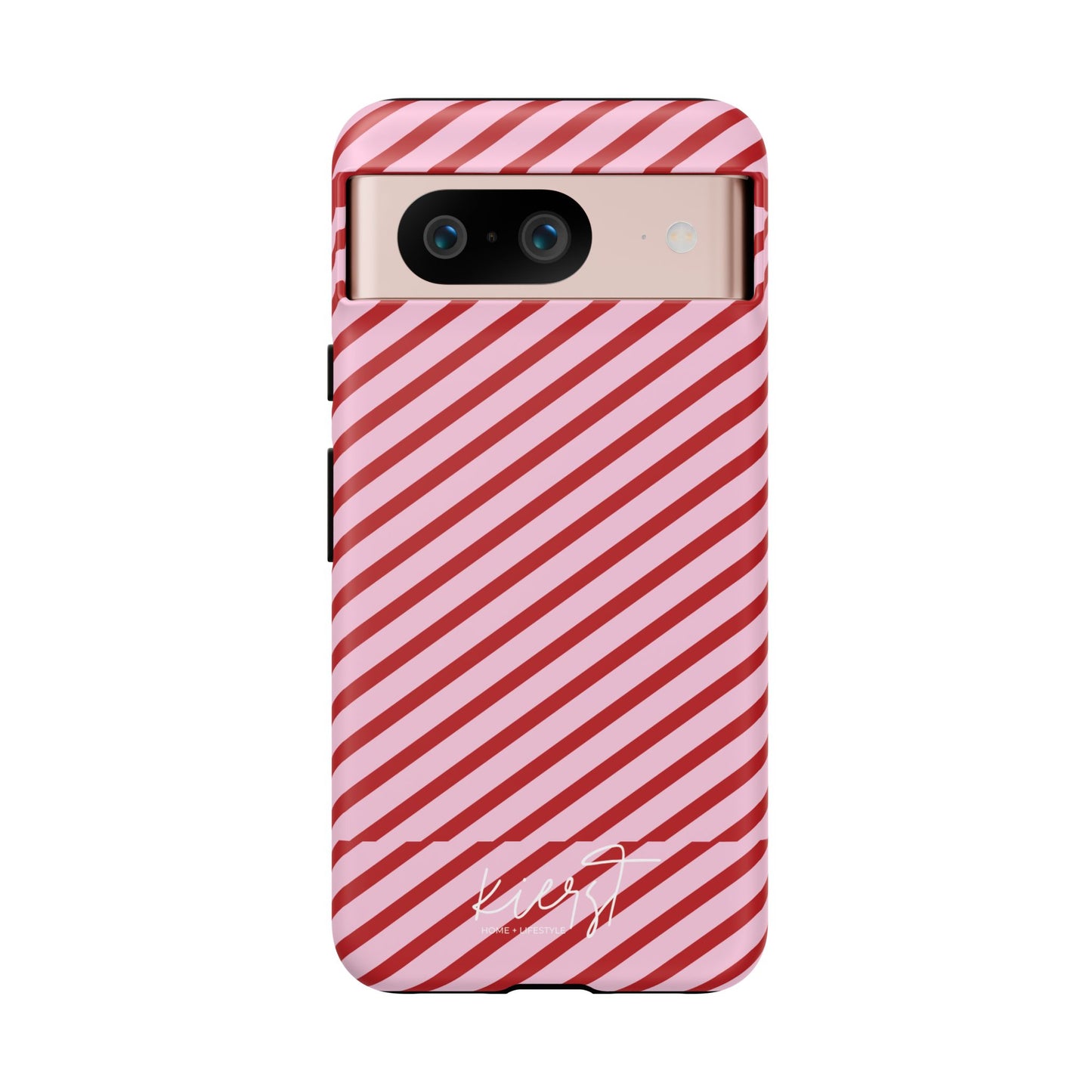 Holiday 25 Pink and Red Diagonal Striped Google Pixel Phone Case