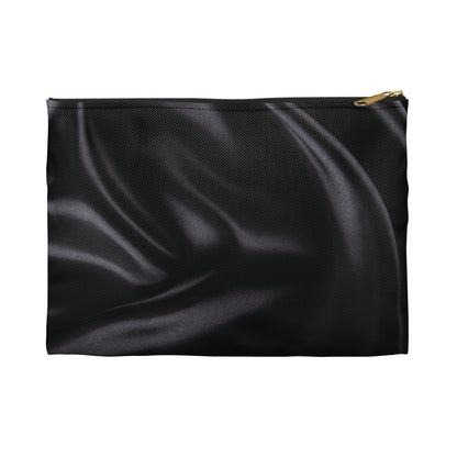 Black Silk Print Accessory Pouch