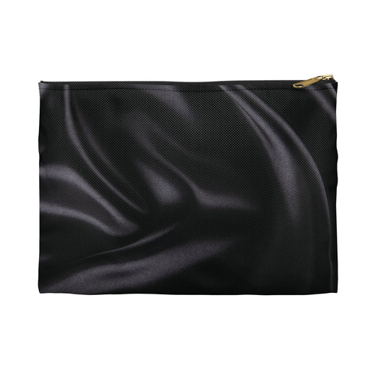 Black Silk Print Accessory Pouch