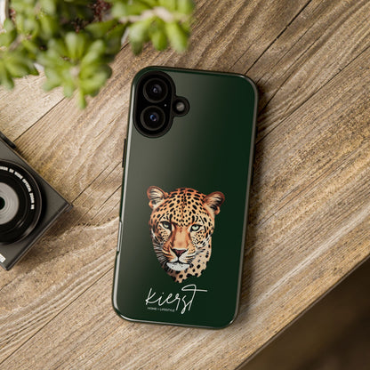 Leopard Head on Signature Midnight Pine iPhone Case | Designed to Stand Out