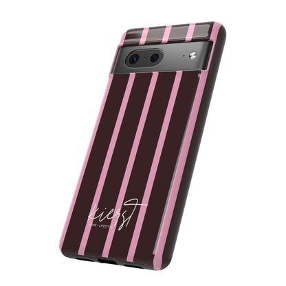 Signature Velvet Noir + Pink Stripes Google Pixel Phone Case
