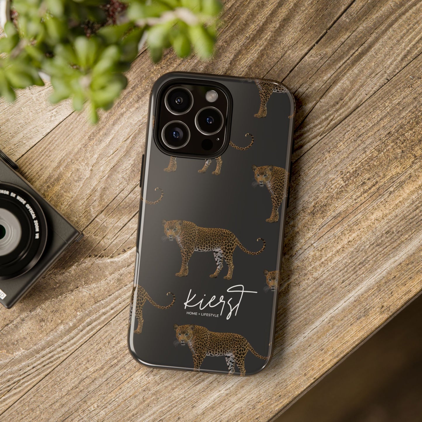 Leopards on Charcoal iPhone Case