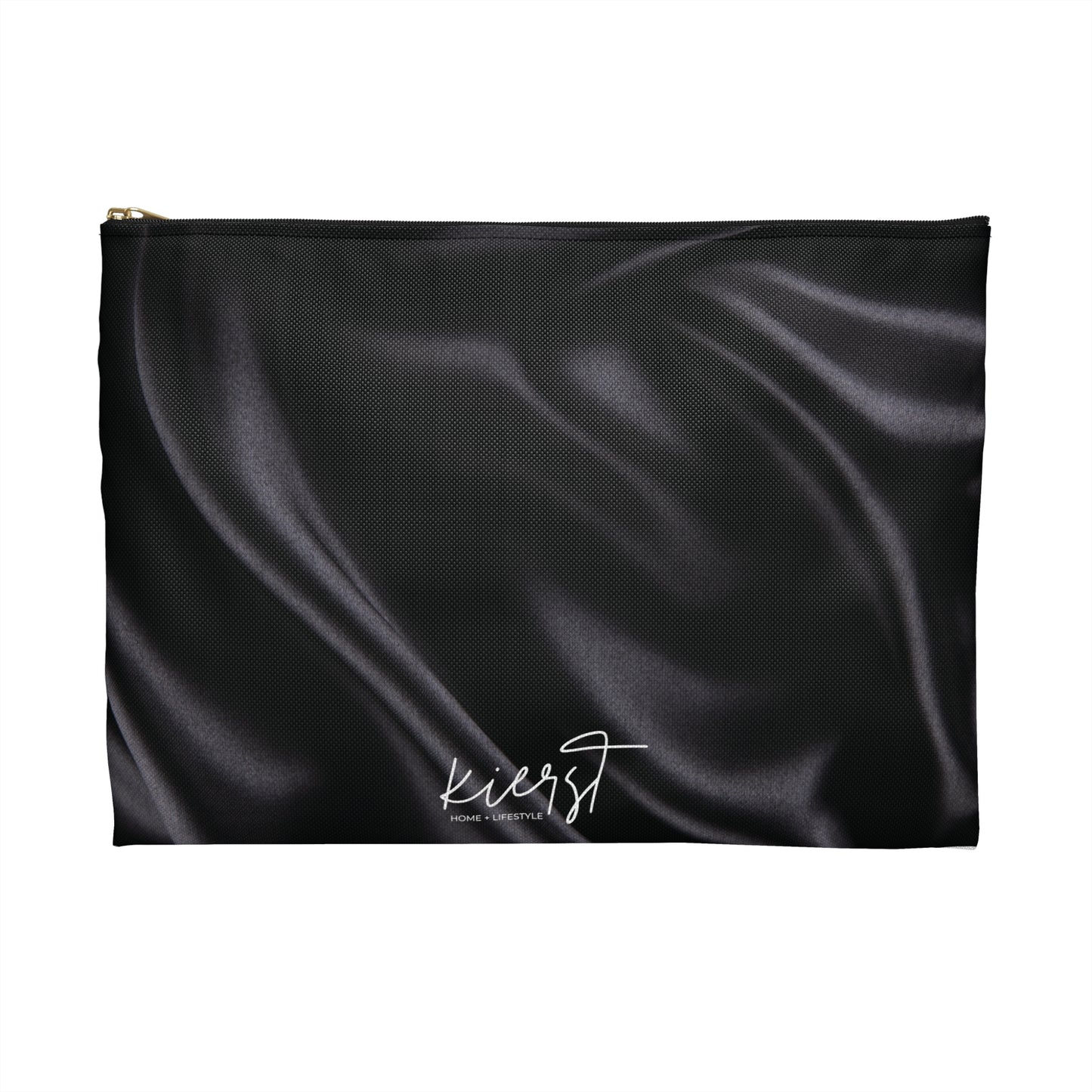 Black Silk Print Accessory Pouch