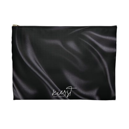 Black Silk Print Accessory Pouch