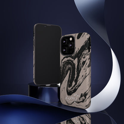 Taupe and Black Marble iPhone Case