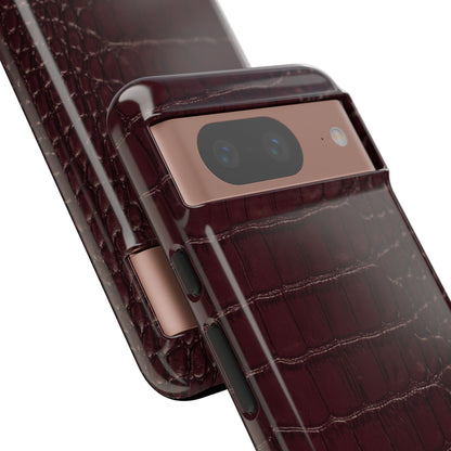 Signature Velvet Noir Crocodile Print Google Pixel Phone Case