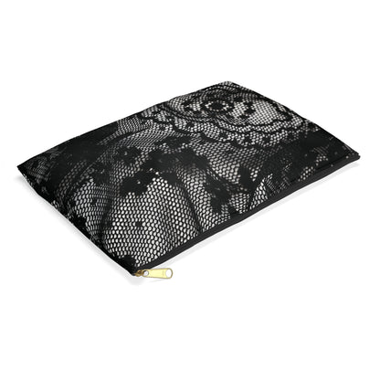 Black + White Lace Print Accessory Pouch