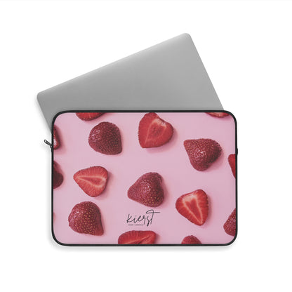 Strawberries Laptop Sleeve – Protective Case with Red Berries on Pink