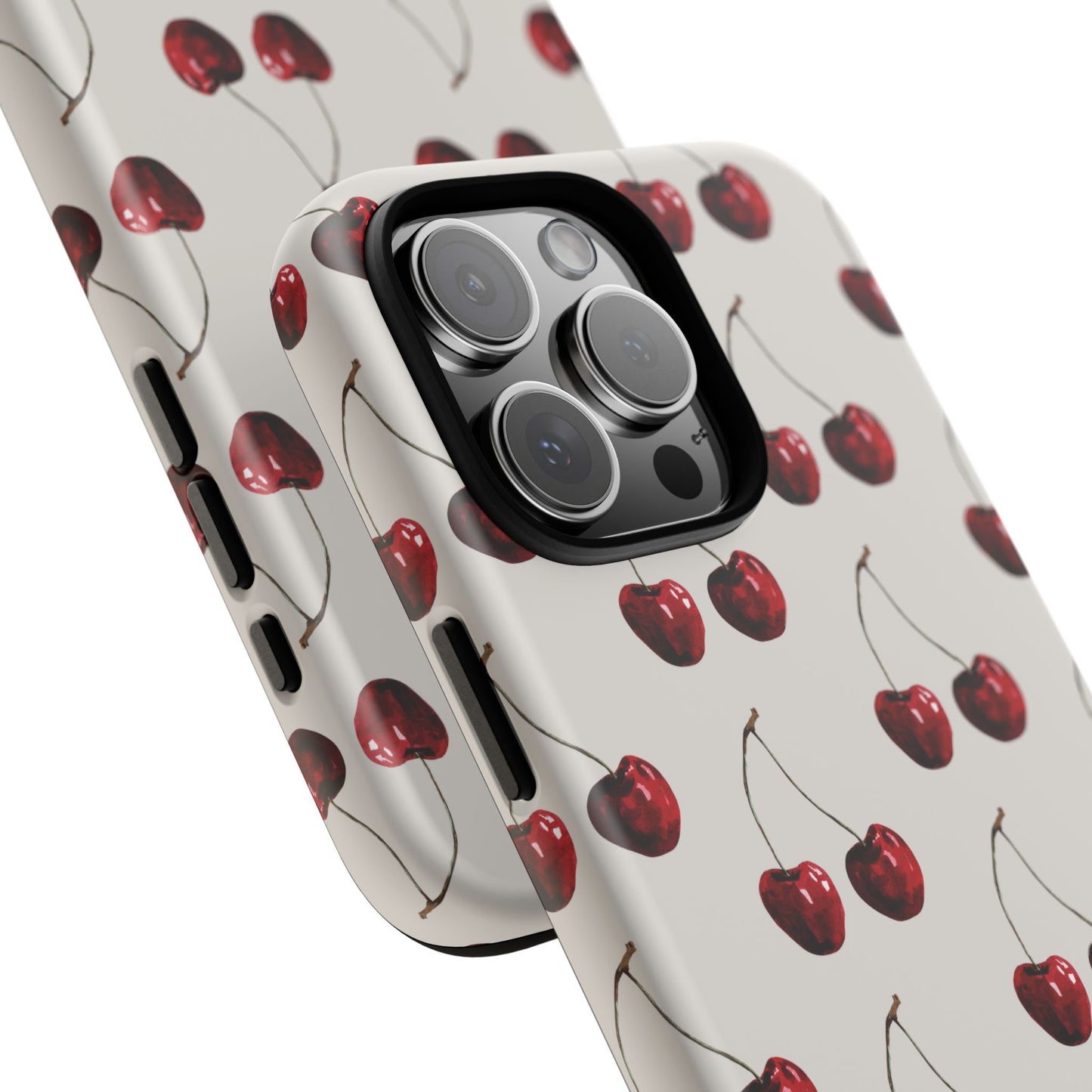 Moody Cherry Stems on White Bone iPhone Case