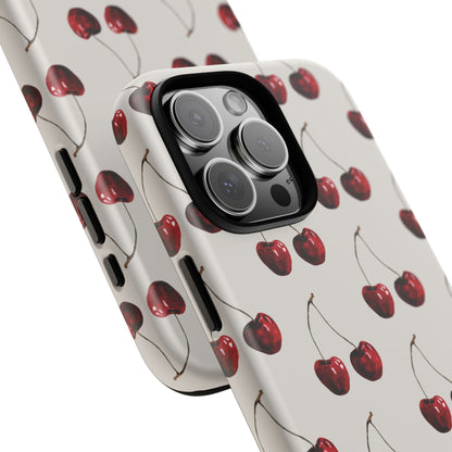 Moody Cherry Stems on White Bone iPhone Case