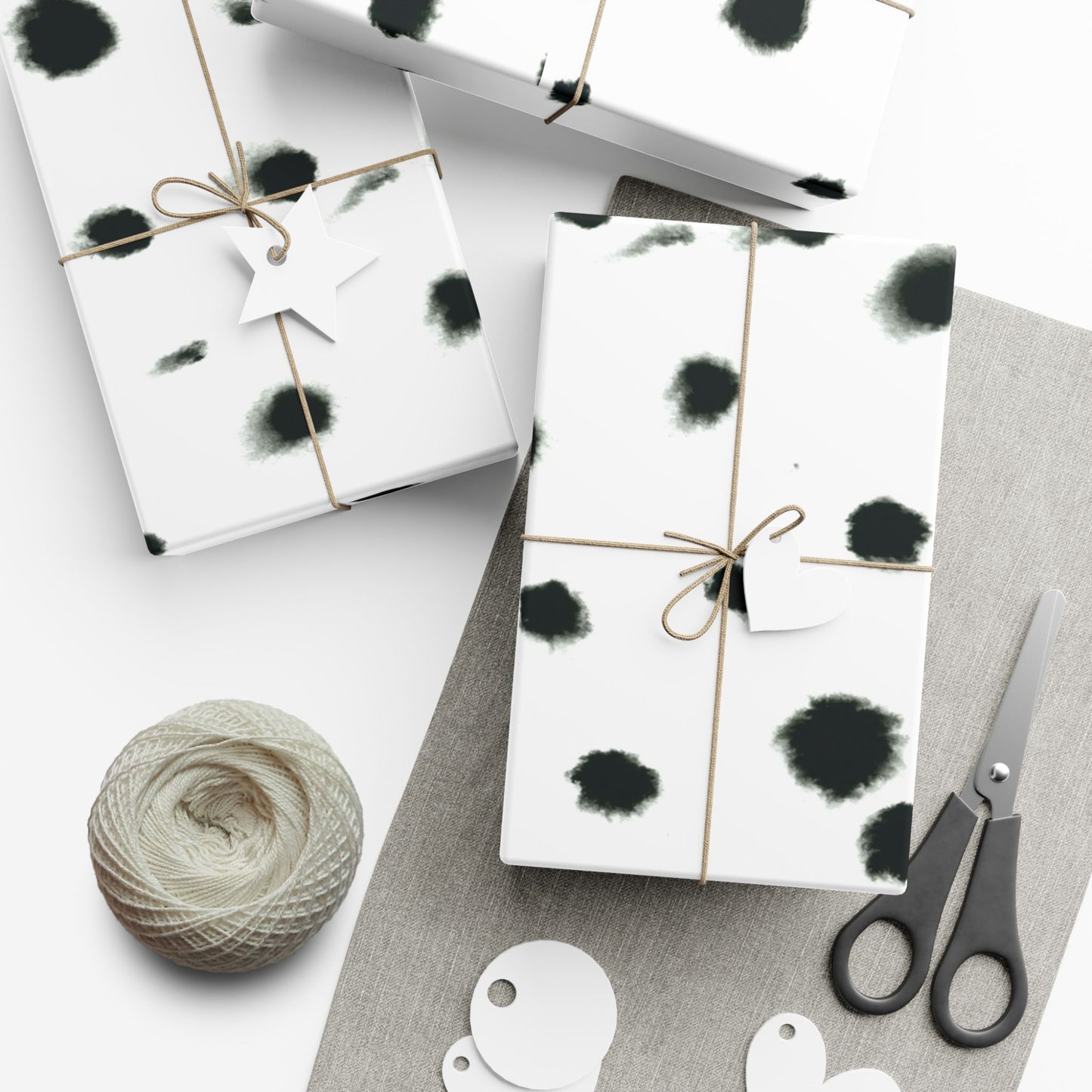Smudged Black Spots on White Gift Wrapping Paper