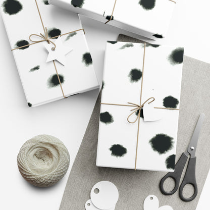 Smudged Black Spots on White Gift Wrapping Paper