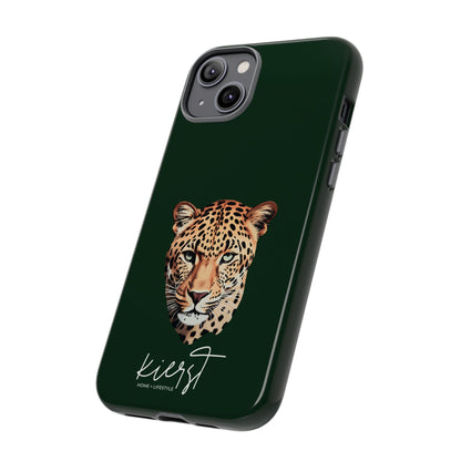 Leopard Head on Signature Midnight Pine iPhone Case | Designed to Stand Out