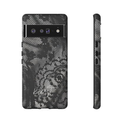 Black + White Lace Print Google Pixel Phone Case