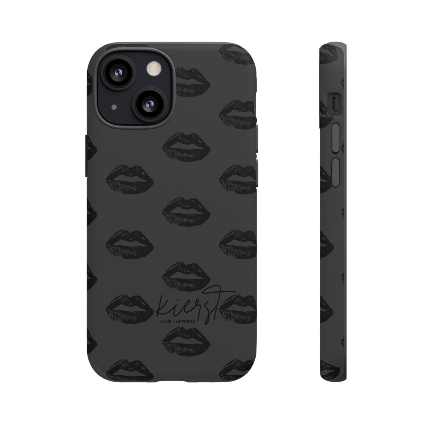 Black Lips on Charcoal iPhone Case
