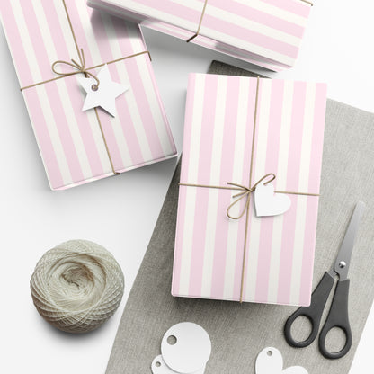 kierst Signature Pink and Cream Striped Wrapping Paper