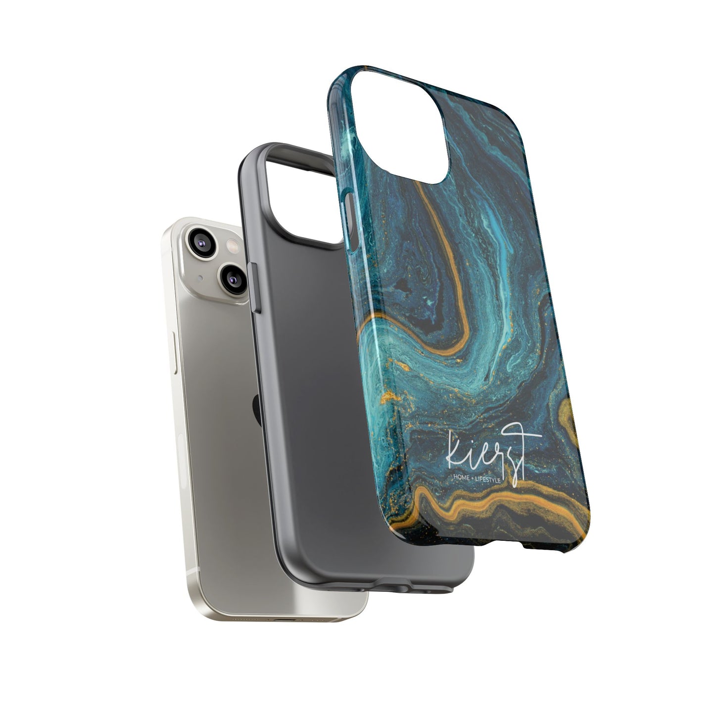 Teal & Gold Marble iPhone Case