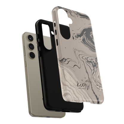 Cream, Grey, and Taupe Marble Samsung Galaxy Phone Case | Rich Swirls, Neutral Motion