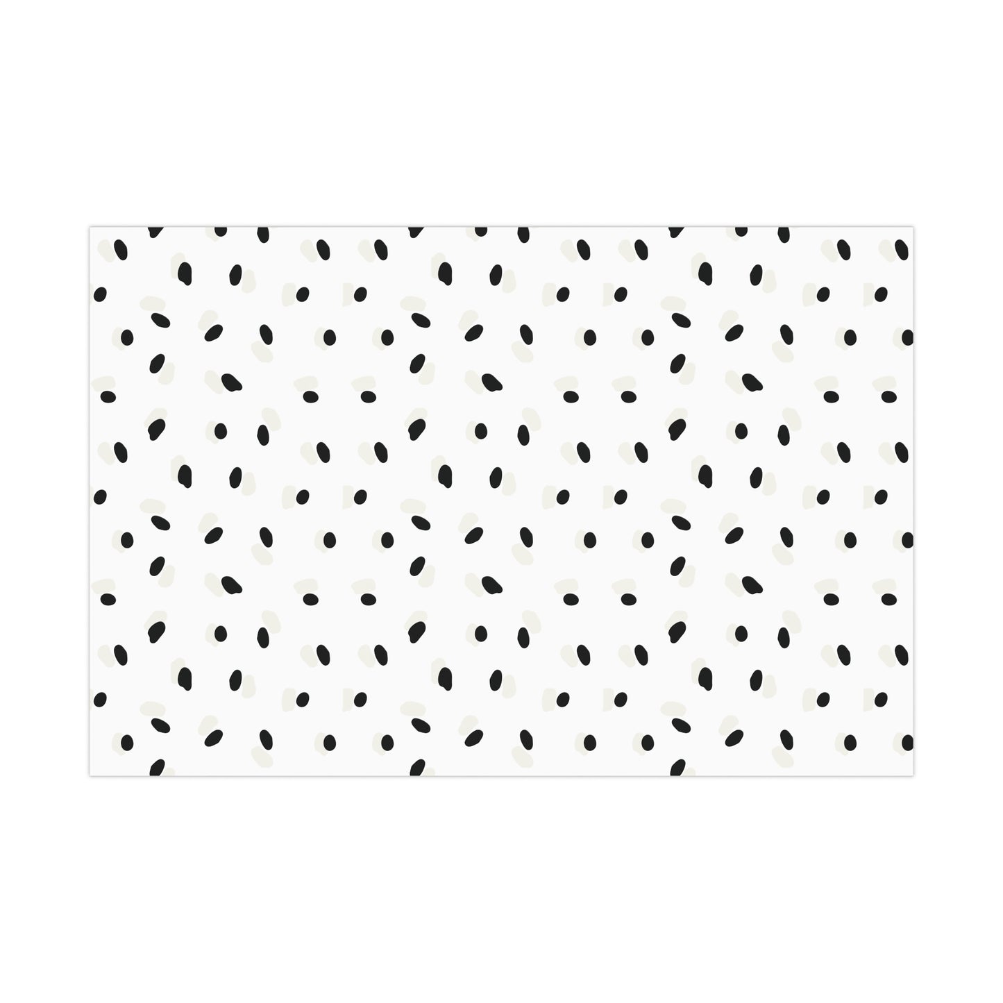 Black and Cream Spots on White Gift Wrapping Paper