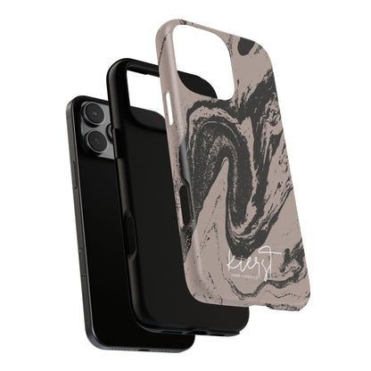 Black Marble on Taupe iPhone Case