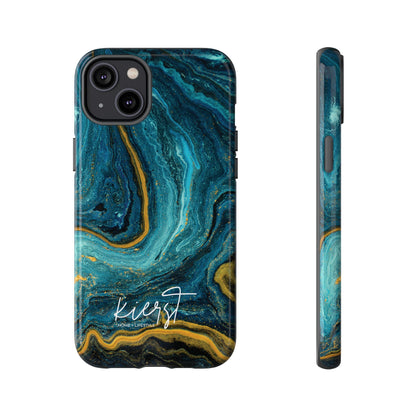 Teal & Gold Marble iPhone Case