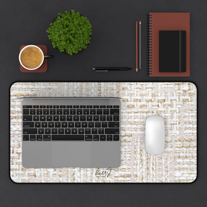 Cream + Gold Tweed Print Desk Mat