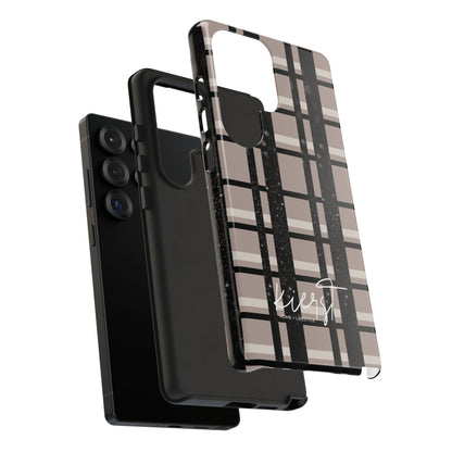 Taupe, Cream, and Black Plaid Samsung Galaxy Case