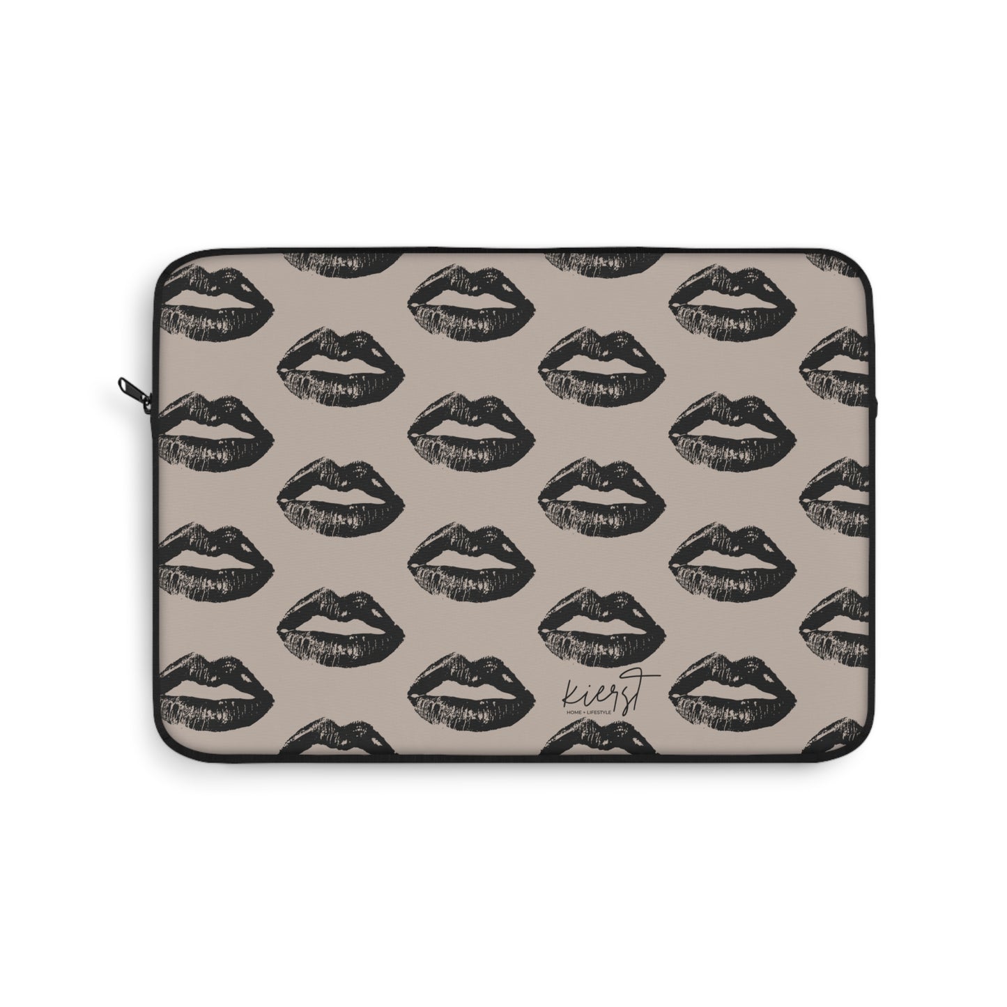 Black Lips on Oat Laptop Sleeve | Soft Neutrals, Bold Mood