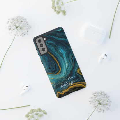 Gold & Teal Marble Samsung Galaxy Case | Swirled Depth Meets Everyday Edge