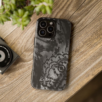 Black + White Lace Print iPhone Case