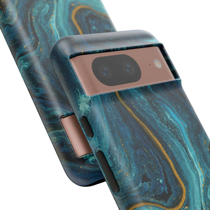 Gold & Teal Marble Google Pixel Case | A Bold Blend of Color & Contrast